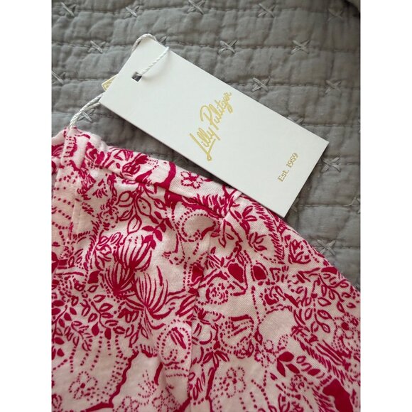 Lilly Pulitzer Womens Scoop Neck Top Size S Raspberry Cotton Short-sleeved New - Picture 4 of 10